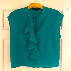 ruffled sleeveless French connection blouse